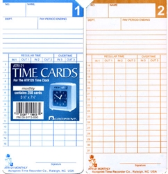 Acroprint ATR121 Monthly/Semi-Monthly Time Cards for ATR120, Box of 100