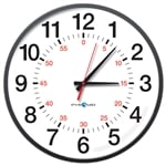 Analog wireless battery wall clock 12-hr face with seconds